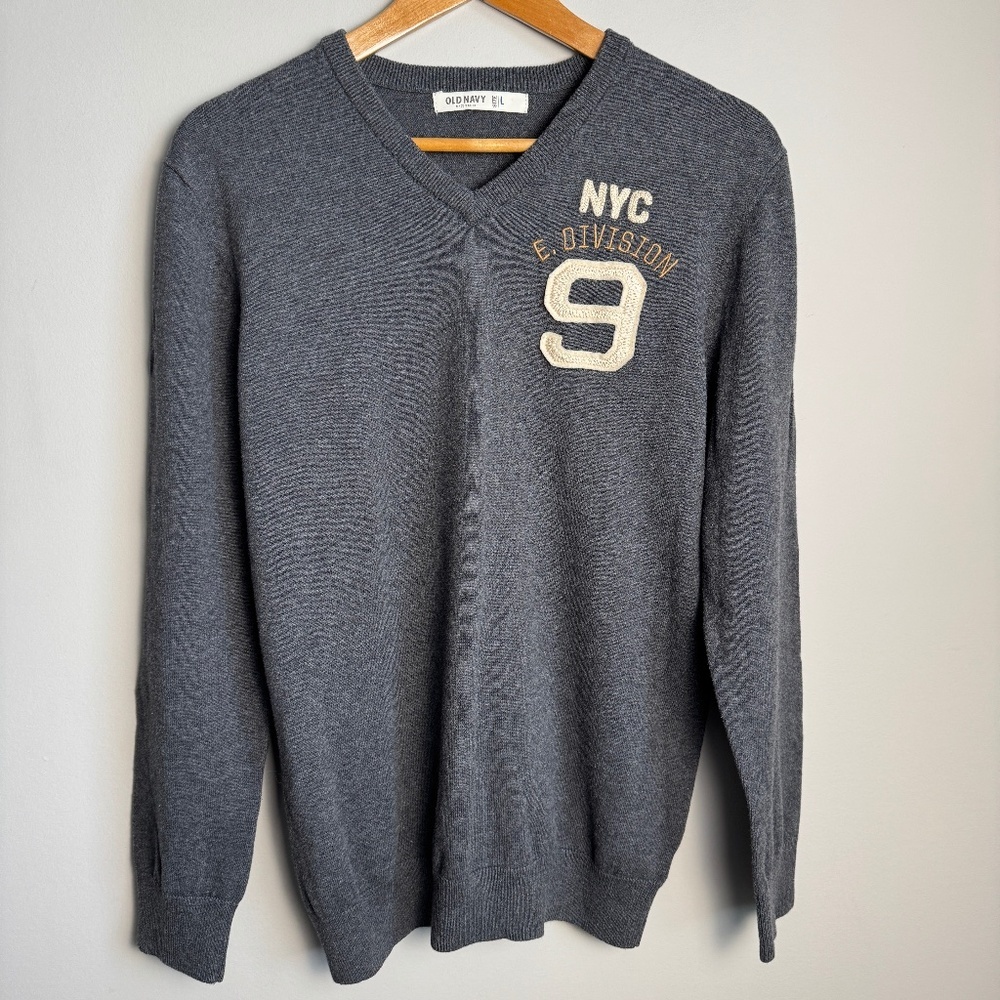 Old Navy Women's L NVC Long Sleeve Sweater Lightweight Division 9 Gray V-Neck